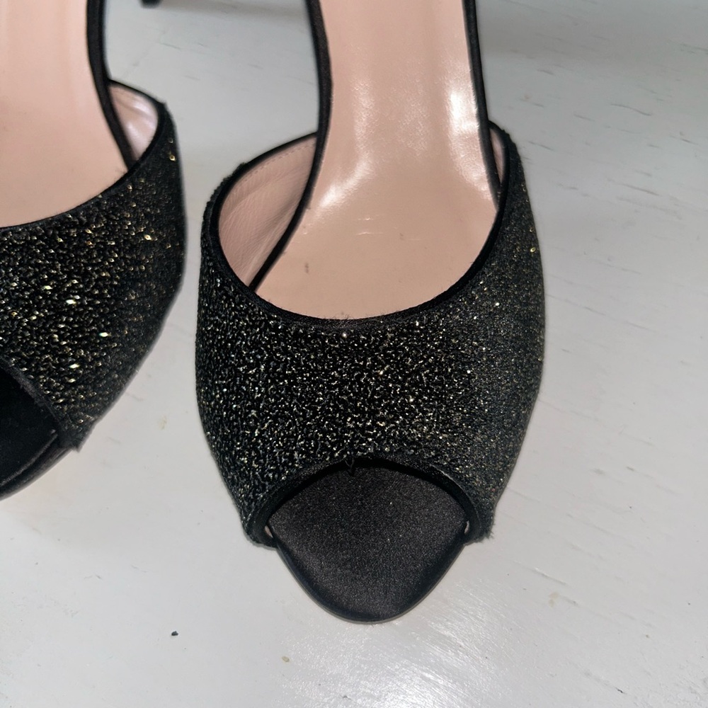 kate spade Black Glitter Peep-Toe Heels - Picture 5 of 6